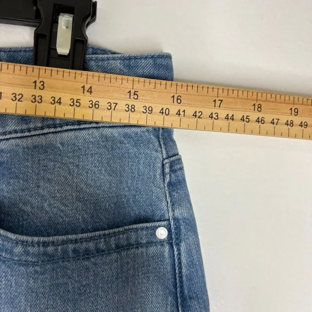 Talbots Wide Leg Crop Jeans 10P Petite Blue Embroidered Floral Stretch Denim